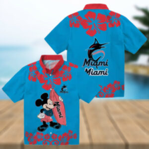 Surfing Mickey Miami Marlins Tropical Hawaiian Shirt for Men, MLB Fan Gift