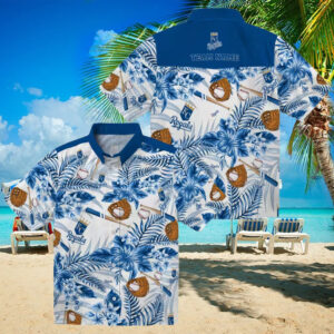 Kansas City Royals Men’s Hawaiian Shirt Blue & White Floral Baseball Fan Gifts