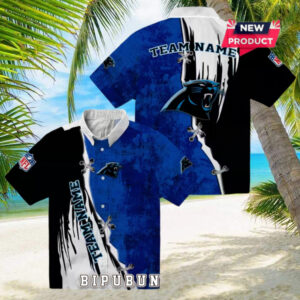 Customized Carolina Panthers Edgy Streaks Hawaiian Shirt