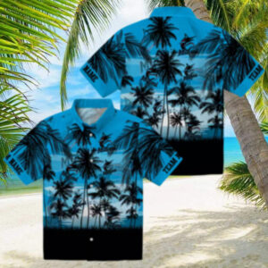 Unique Miami Marlins Tropical Hawaiian Shirt Blue & Black Sunset Baseball Fan Gift