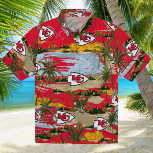 Kansas City Chiefs Palm Horizon Red Hawaiian Shirt