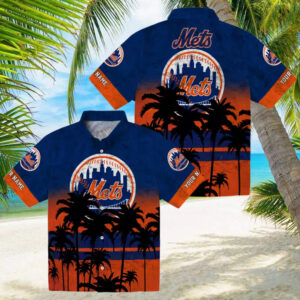 Custom New York Mets Sunset Pattern Hawaiian Shirt MLB Fan Beach Shirt for Summer 2025