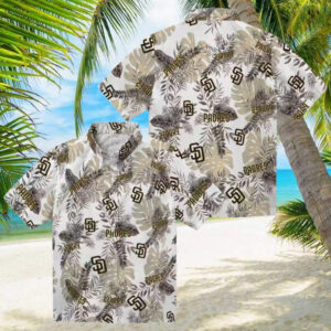 San Diego Padres Tropical Leaves White Hawaiian Shirt MLB Fan Apparel for Vacation