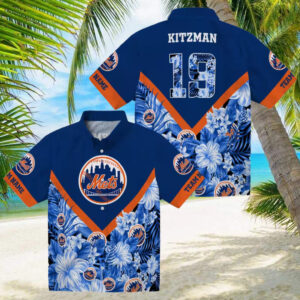 trendy new york mets floral blue hawaiian shirt custom mlb team shirt for fans 2