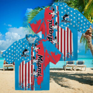 Buy Miami Marlins Stitched Flag Hawaiian Shirt   Stylish MLB Tropical Shirt for Men
