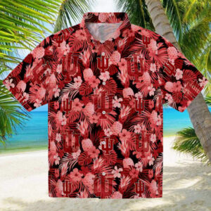 Indiana Hoosiers Floral Pineapple Red Hawaiian Shirt