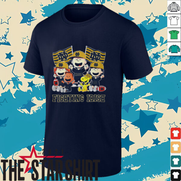 2025 Snoopy Charlie Brown And Friends Notre Dame Fighting Irish Flags Shirt