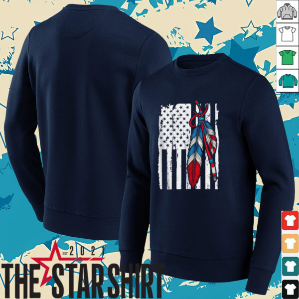 American Flag   Native Feather Pride Month Indigenous SHirt
