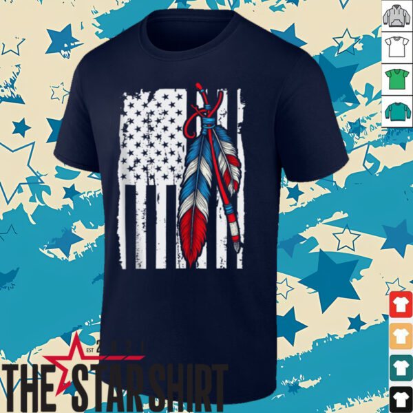 American Flag   Native Feather Pride Month Indigenous SHirt