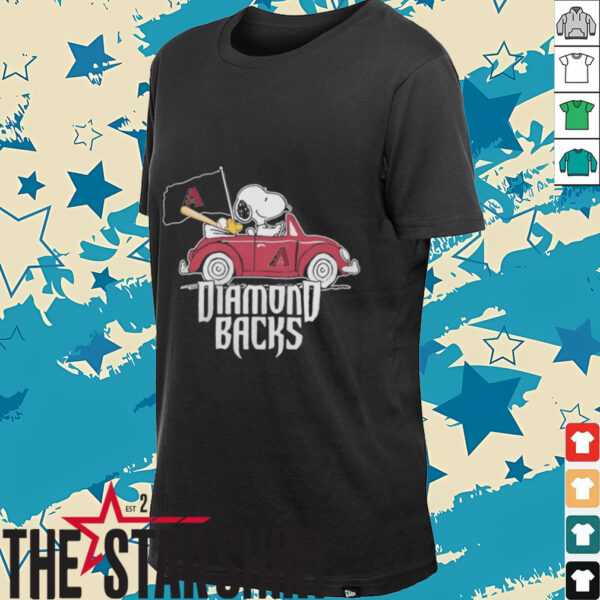 Arizona Diamondbacks X Peanuts Snoopy And Woodstock On Car 2023 T Shirt
