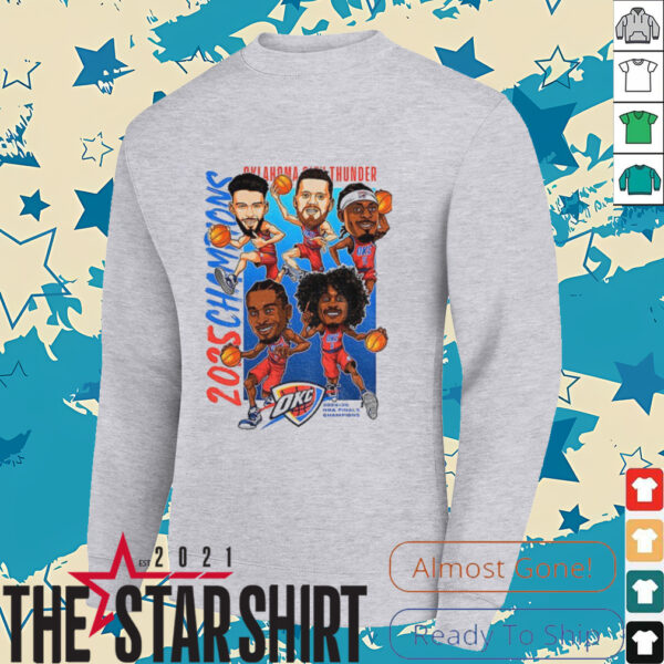 Big 5 Oklahoma City Thunder big head 2025 NBA Finals Champions cartoon shirt