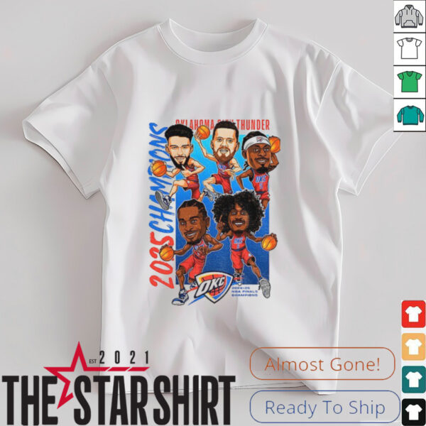 Big 5 Oklahoma City Thunder big head 2025 NBA Finals Champions cartoon shirt