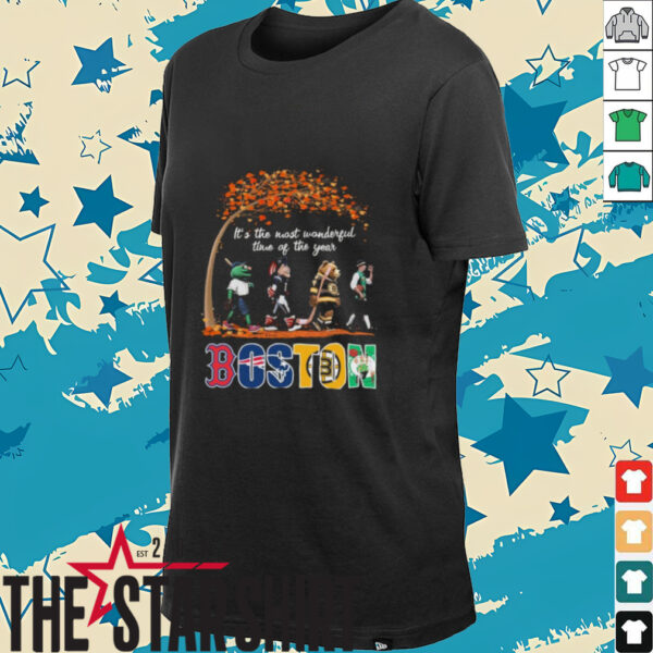 Boston Sports Teams Mascot Abbey Road It’s The Most Wonderful Time Of The Year Shirt
