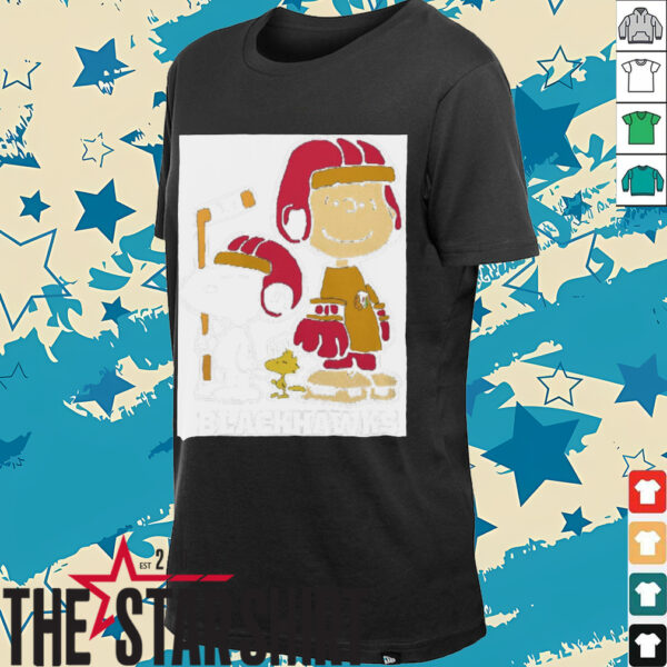 Chicago Blackhawks NHL Charlie Brown Snoopy And Woodstock Logo Shirt