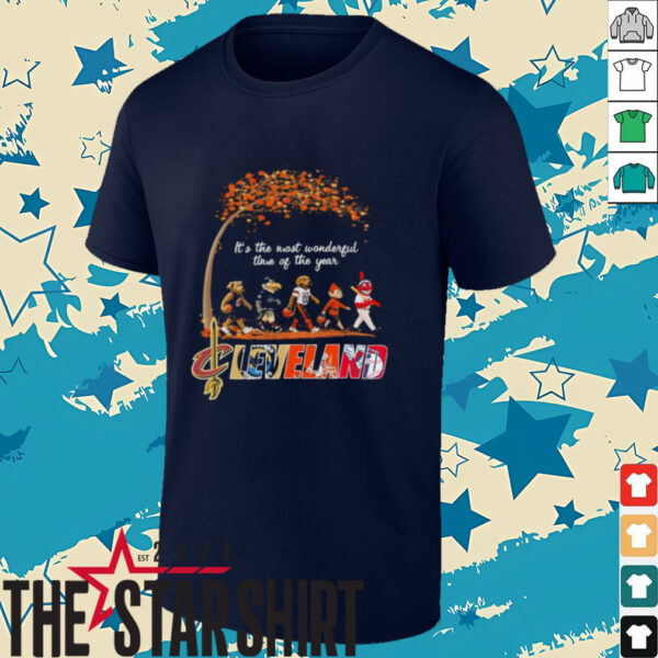 Cleveland Sports Teams Mascots & Beatles Abbey Road “It’s The Most Wonderful Time Of The Year” Shirt – Slider & Classic Holiday Music