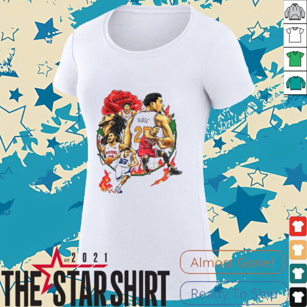 Derrick Rose player basketball rose and fire shirt
