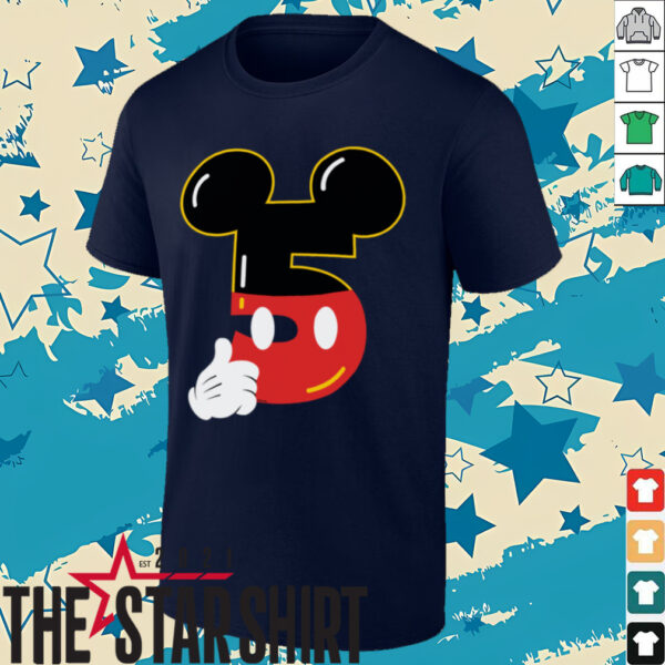 Disney Mickey Numbers _5_ Fifth 5th Birthday Party Gift Shirt