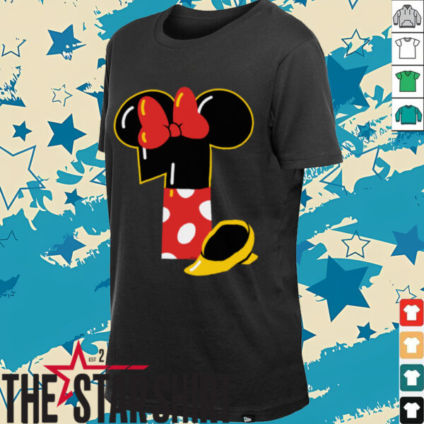 Disney Minnie Numbers _1_ First 1st Birthday Party Gift Shirt