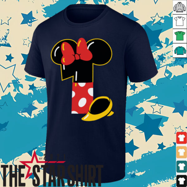 Disney Minnie Numbers _1_ First 1st Birthday Party Gift Shirt