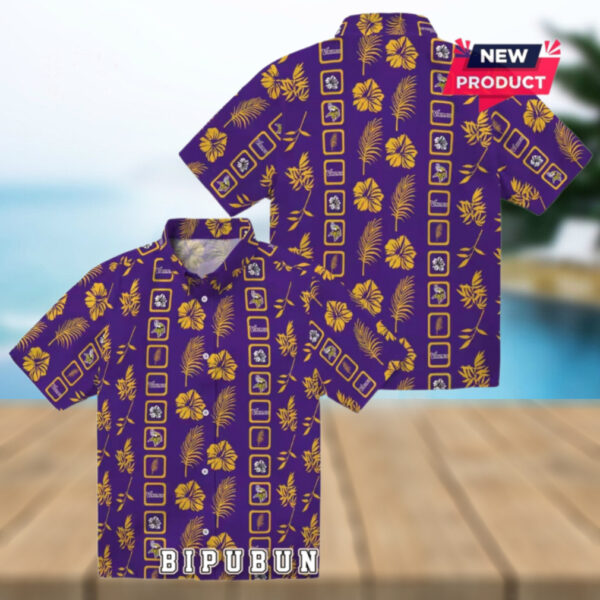 Framed Floral Minnesota Vikings Purple Hawaiian Shirt