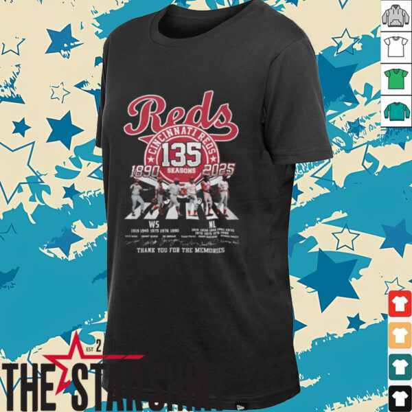 MLB Cincinnati Reds 135 Seasons 1890 2025 Thank You For The Memories T Shirt