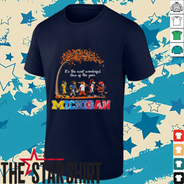 Michigan Sports Teams Mascot Abbey Road It’s The Most Wonderful Time Of The Year Shirt