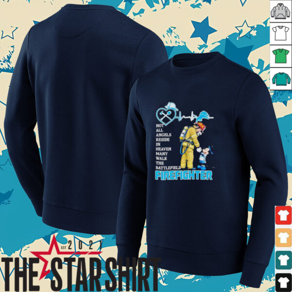 Mickey Mouse Detroit Lions Not All Angels Reside In Heaven Many Walk The Battlefield Firefighter Shirt