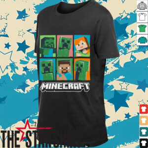 Minecraft Creeper Zombie Alex Steve Character Grid Shirt