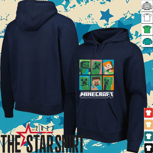 Minecraft Creeper Zombie Alex Steve Character Grid Shirt