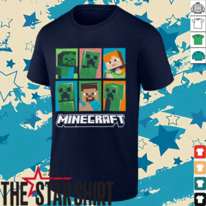 Minecraft Creeper Zombie Alex Steve Character Grid Shirt