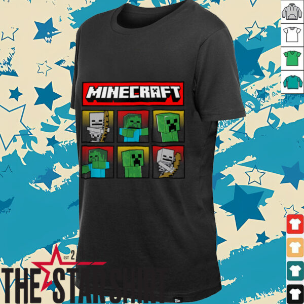 Minecraft Hostile Mobs Creeper Zombie Skeleton Grid Shirt