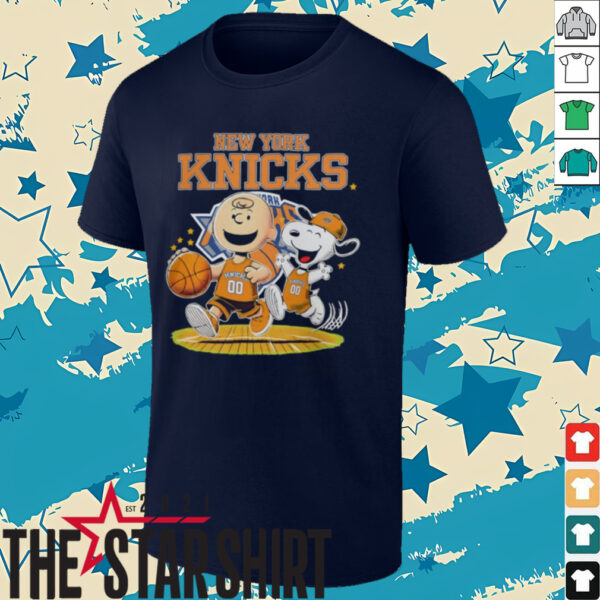 New York Knicks X Charlie Brown And Snoopy Playing Basketball Shirt