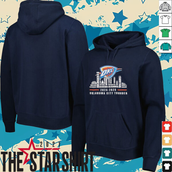 Oklahoma City Thunder 2024 2025 team roster city skyline shirt