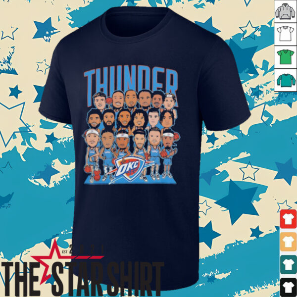 Oklahoma City Thunder 2025 NBA Finals Cartoon roster shirt