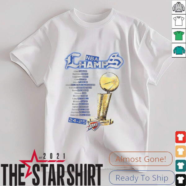 Oklahoma City Thunder Basketball Winner Trophy 2025 NBA Finals Champions shirt