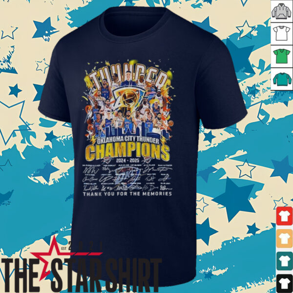 Oklahoma City Thunder NBA Finals 24 25 Champions logo shirt