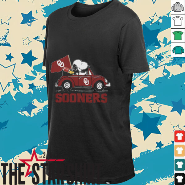 Oklahoma Sooners Shop Snoopy And Woodstock Driving Car Sooners Football T Shirt