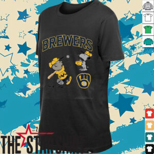 Peanuts Charlie Brown And Snoopy Playing Baseball Milwaukee Brewers T...