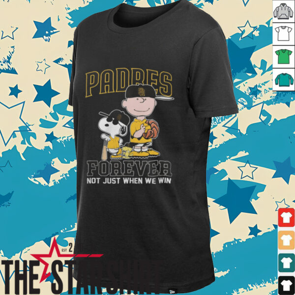 Peanuts Snoopy x Charlie Brown x Woodstock San Diego Padres Forever Not Just When We Win Tee Shirt