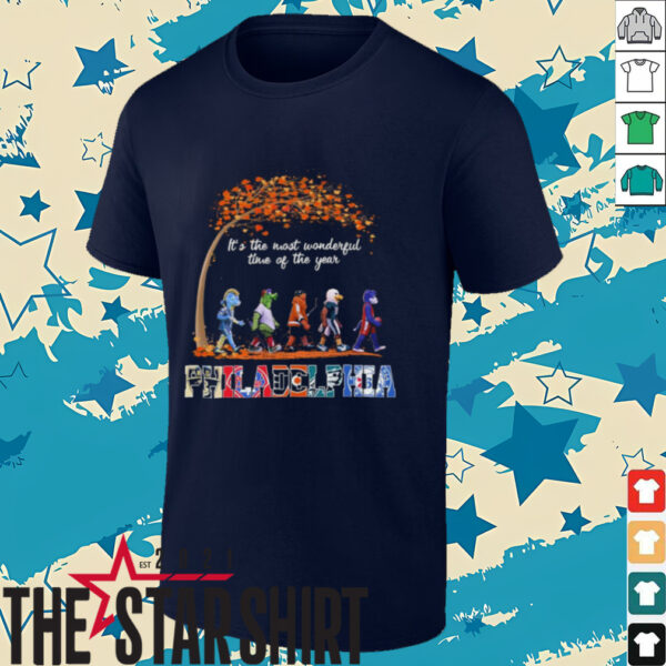 Philadelphia Sports Teams Mascot Abbey Road It’s The Most Wonderful Time Of The Year Shirt
