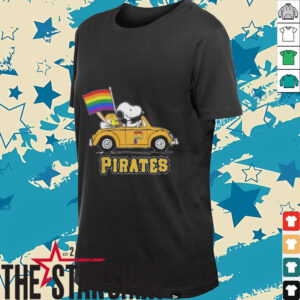 Pittsburgh Pirates Snoopy And Woodstock Driving Car Pride Flag Shirt