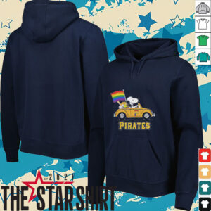 Pittsburgh Pirates Snoopy And Woodstock Driving Car Pride Flag Shirt2