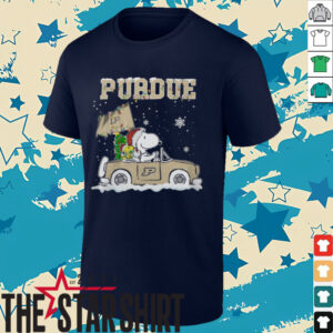 Purdue Boilermakers Snoopy And Woodstock Driving Car Cute Snoopy Tee Black2