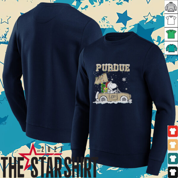 Purdue Boilermakers Snoopy And Woodstock Driving Car Cute Snoopy Tee Black