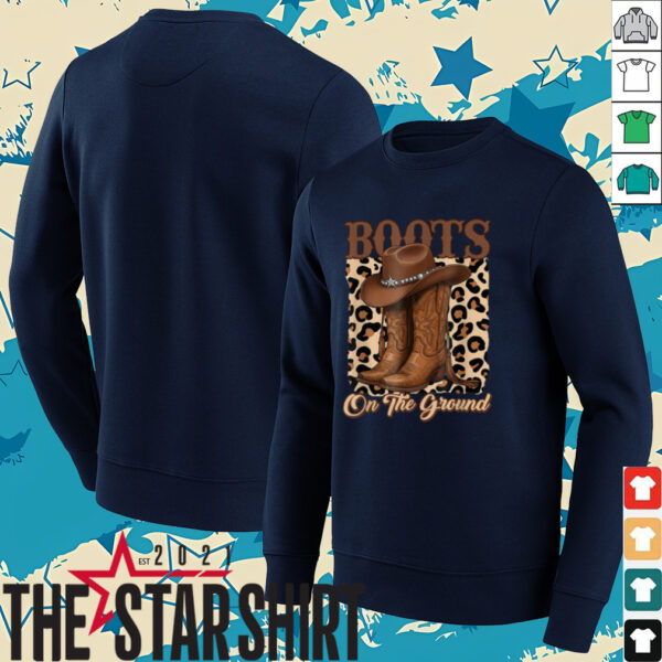 Retro Western Cowgirl Cowboy Hat Boots On Da Ground T Shirt