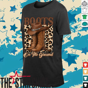 Retro Western Cowgirl Cowboy Hat Boots On Da Ground T...