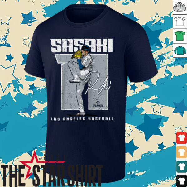 Roki Sasaki  Los Angeles D MLB Baseball Players MLBROS201M Raglan Shirt