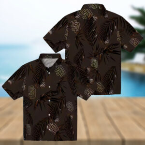 San Diego Padres Palm Leaf Brown Hawaiian Shirt MLB Fan Summer Tropical Apparel2