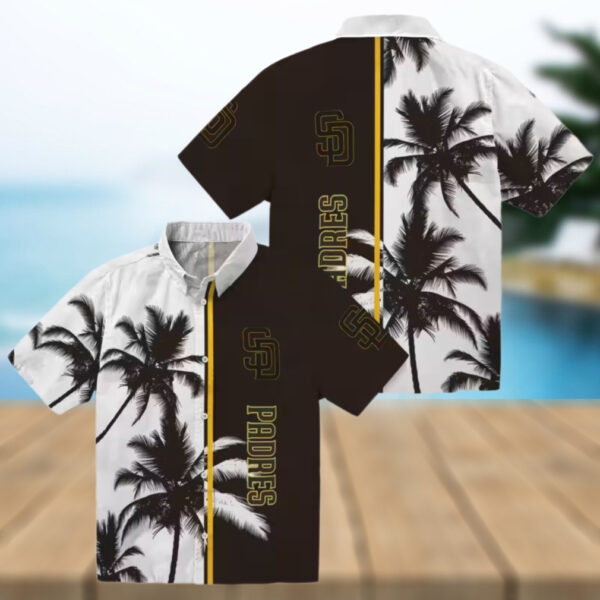 San Diego Padres Palm Tree Hawaiian Shirt   Tropical Brown & White Shirt for Summer BBQs