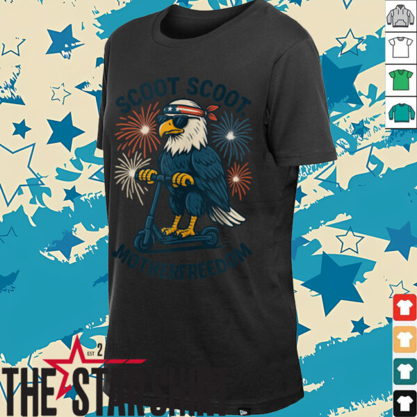 Scoot Scoot Motherfreedom Funny Patriotic Bald Eagle Scooter Shirt